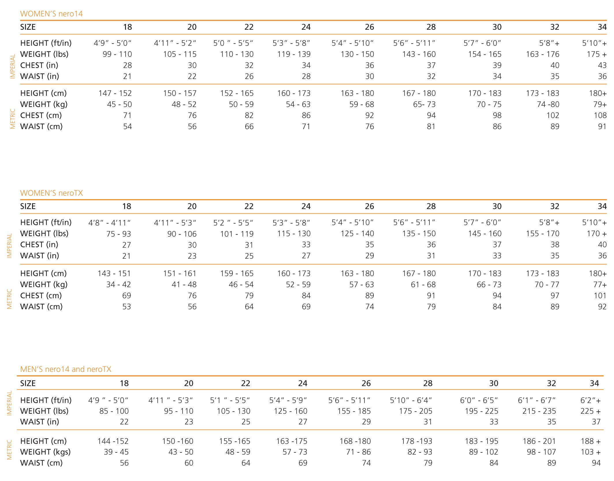 Farah Size Chart