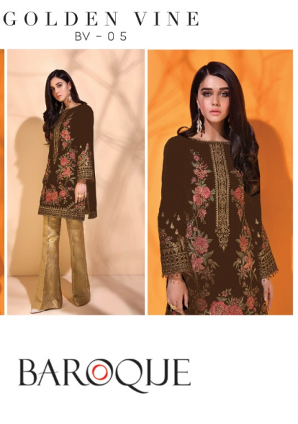 2PC-BAROQUE BQ-GOLDEN VINE-SHADE 1 (SHIRT/TROUSER) BROWN - Image 2