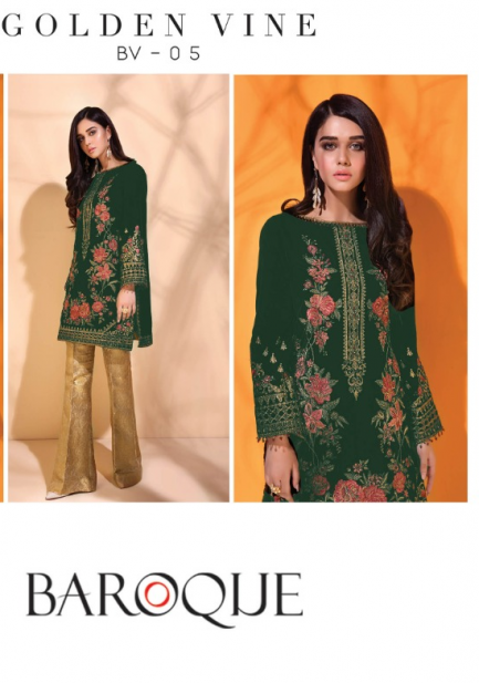 2PC-BAROQUE BQ-GOLDEN VINE-SHADE 2 (SHIRT/TROUSER) BOTTLE GREEN - Image 2