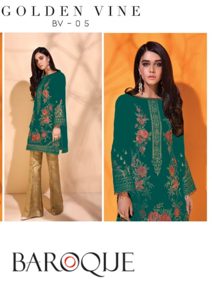 2PC-BAROQUE BQ-GOLDEN VINE-SHADE 4 (SHIRT/TROUSER) SEA GREEN - Image 2